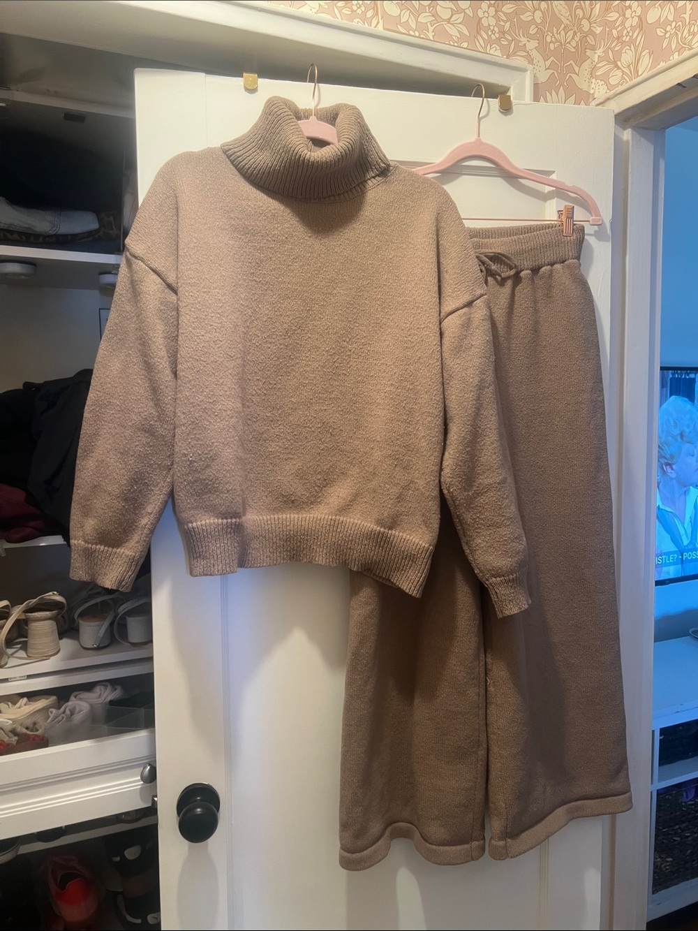 Cozy Taupe Turtleneck Sweater Set - Women